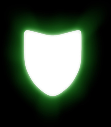 Image of white shield with a green glow