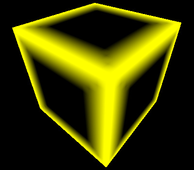 Image of black cube with yellow corners
